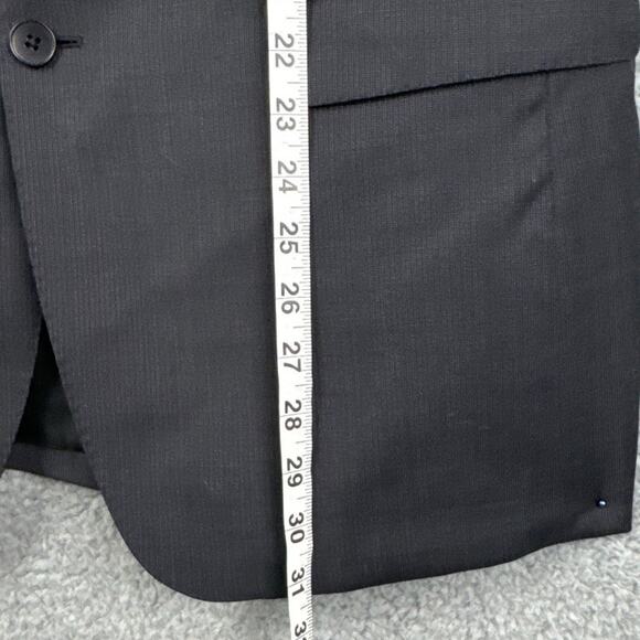 Theory Mens Suit Jacket Blazer Black Gray Micro Pinstripe Wool Blend Size 44R - Picture 4 of 9